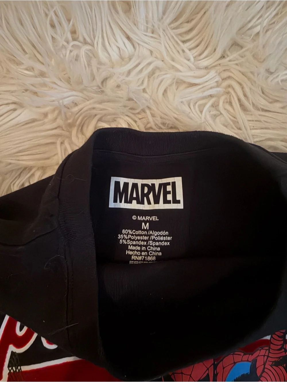Marvel Black Spider-Man Graphic Crop Top with Red & Blue Print